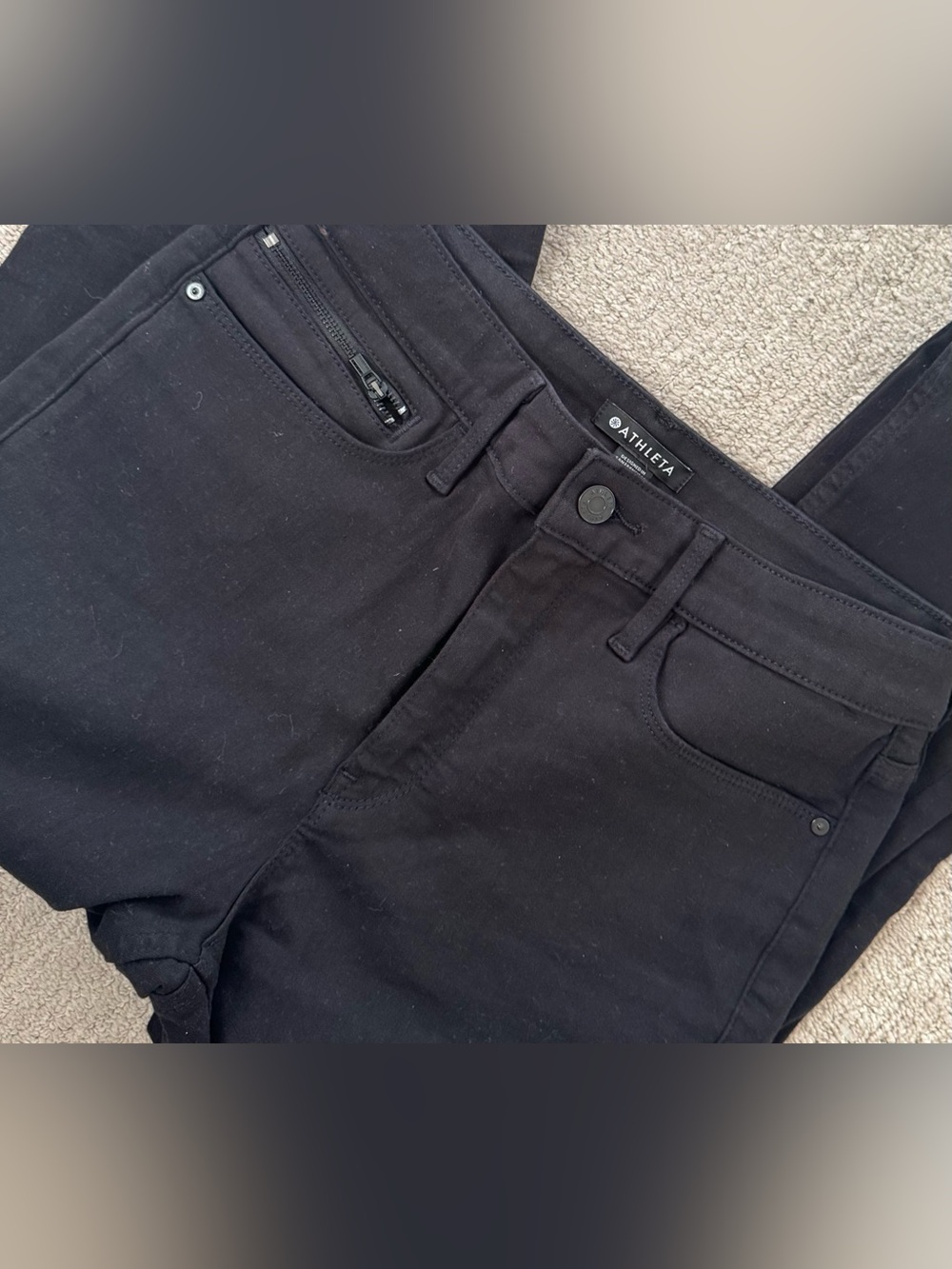 Athleta Black Slim Stretch Pants with Zip Pocket- NWOT. 8T